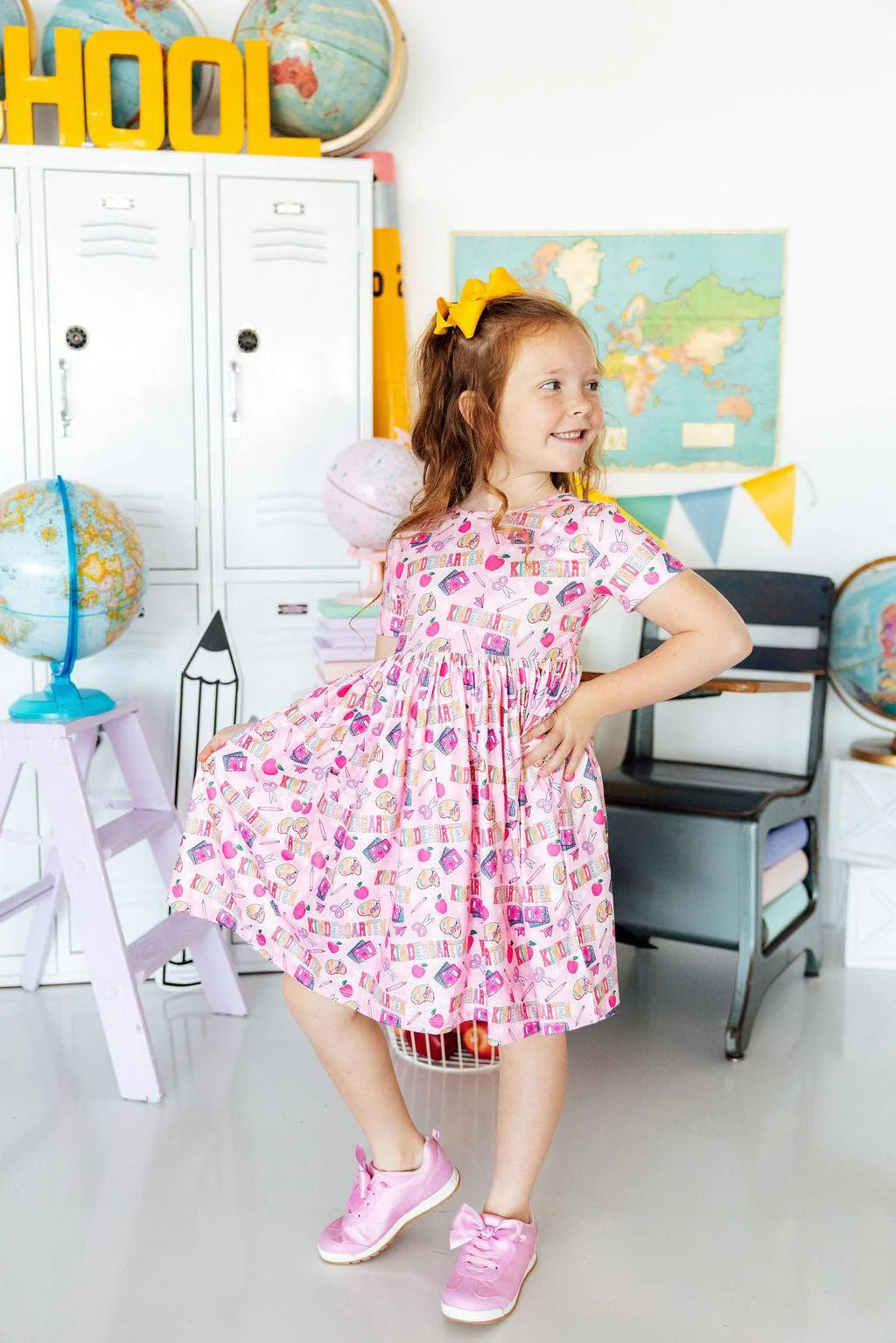 Kindergarten Short Sleeve Pocket Twirl Dress - Doodlebug's Children's Boutique