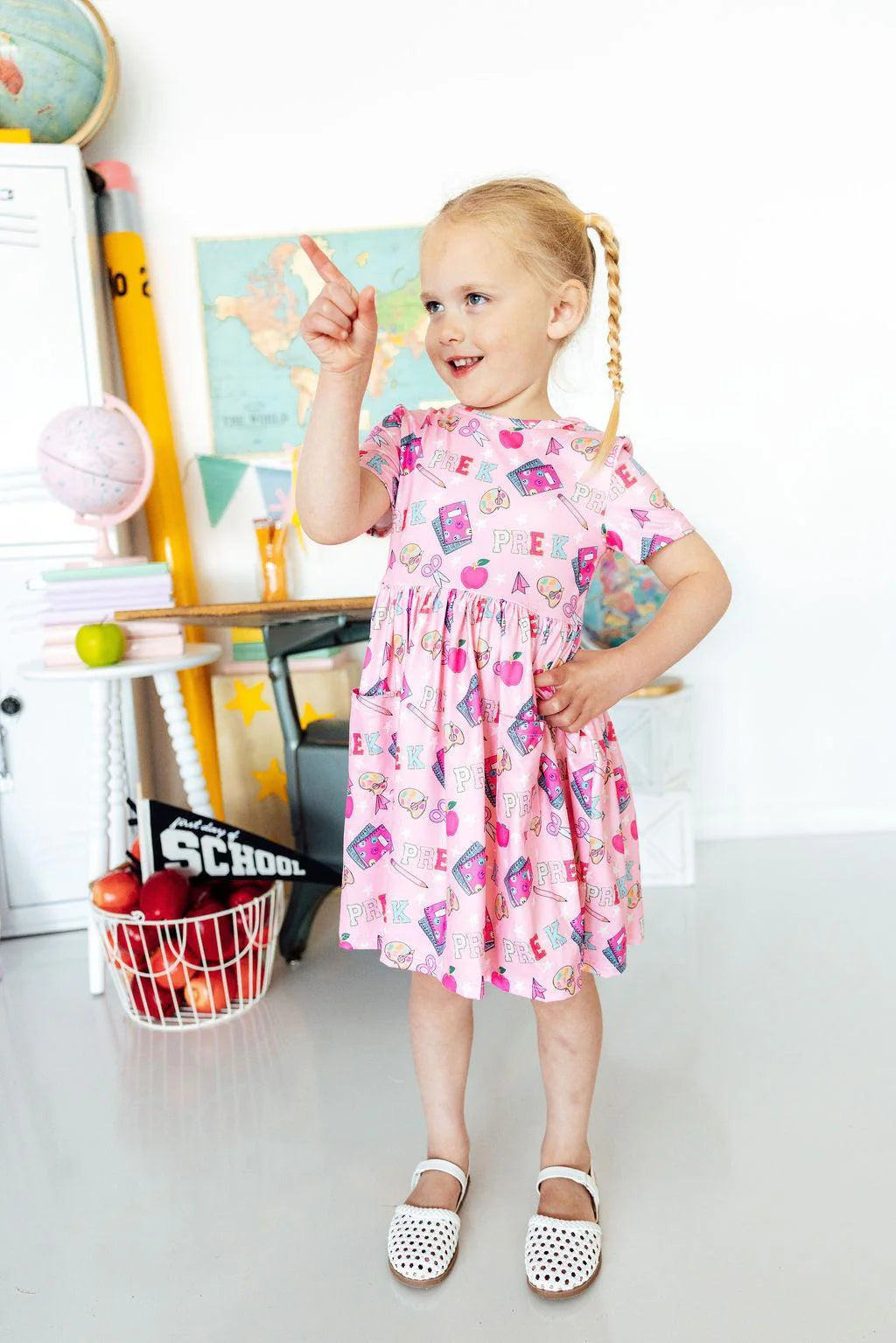 Pre-K Short Sleeve Pocket Twirl Dress - Doodlebug's Children's Boutique