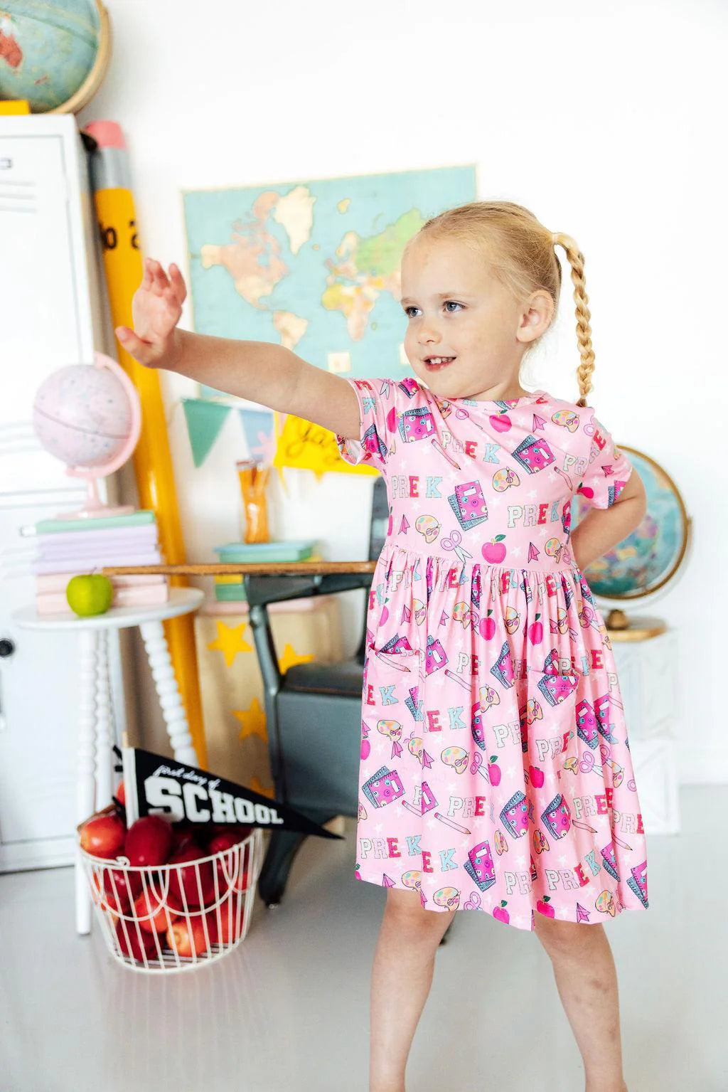 Pre-K Short Sleeve Pocket Twirl Dress - Doodlebug's Children's Boutique