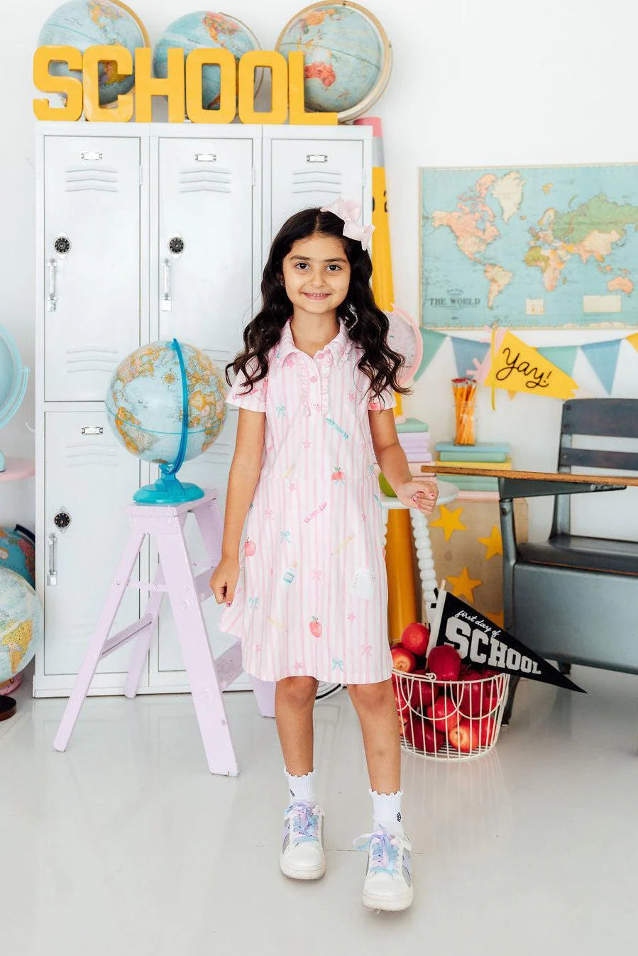 Gold Star Girl Polo Dress - Doodlebug's Children's Boutique