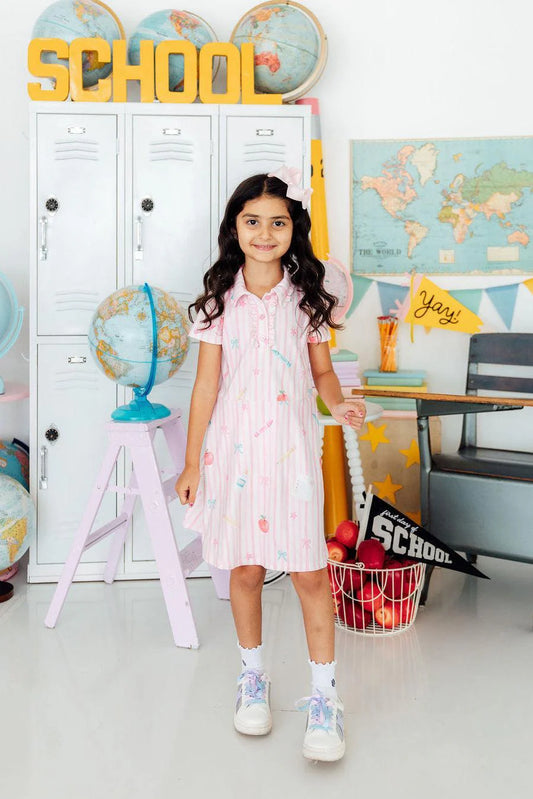 Gold Star Girl Polo Dress - Doodlebug's Children's Boutique
