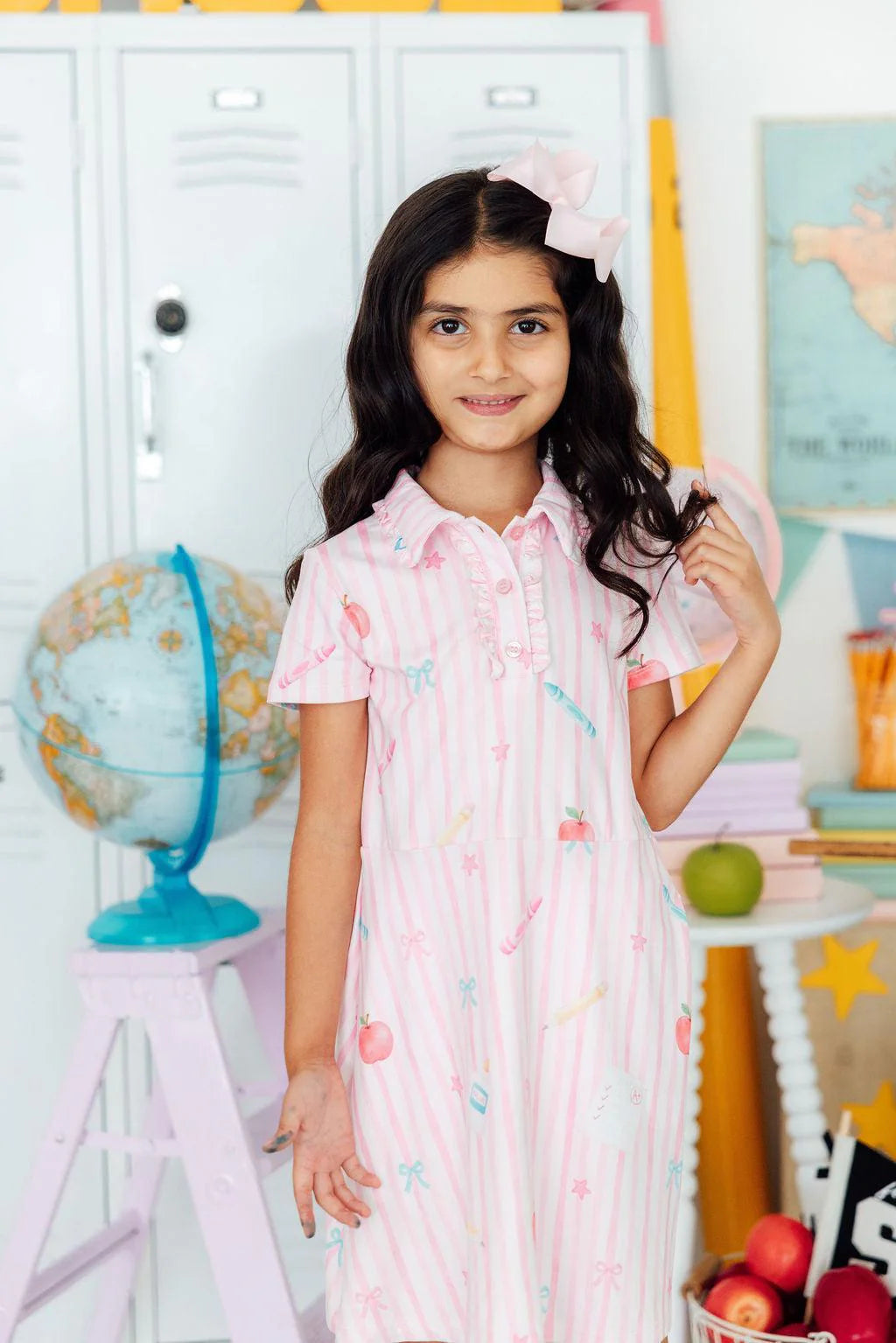 Gold Star Girl Polo Dress - Doodlebug's Children's Boutique