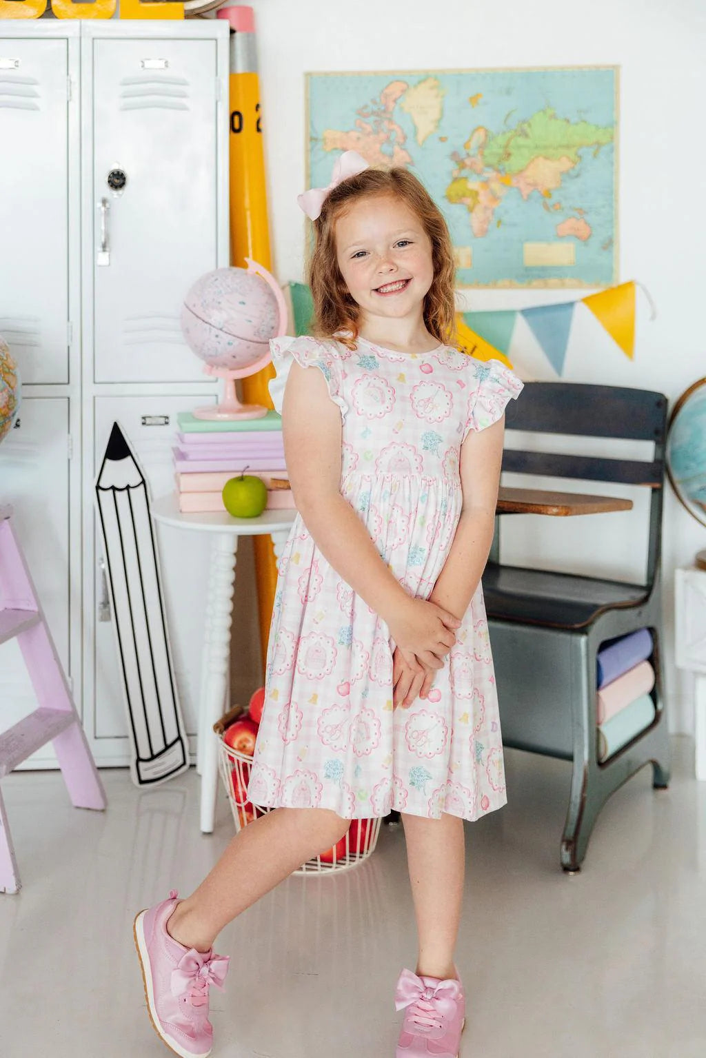 Apple of my Eye Flutter Sleeve Twirl Dress - Doodlebug's Children's Boutique