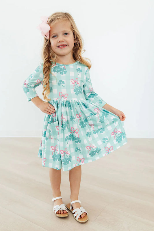 Shamrock Sweetheart 3/4 Sleeve Pocket Twirl Dress - Doodlebug's Children's Boutique