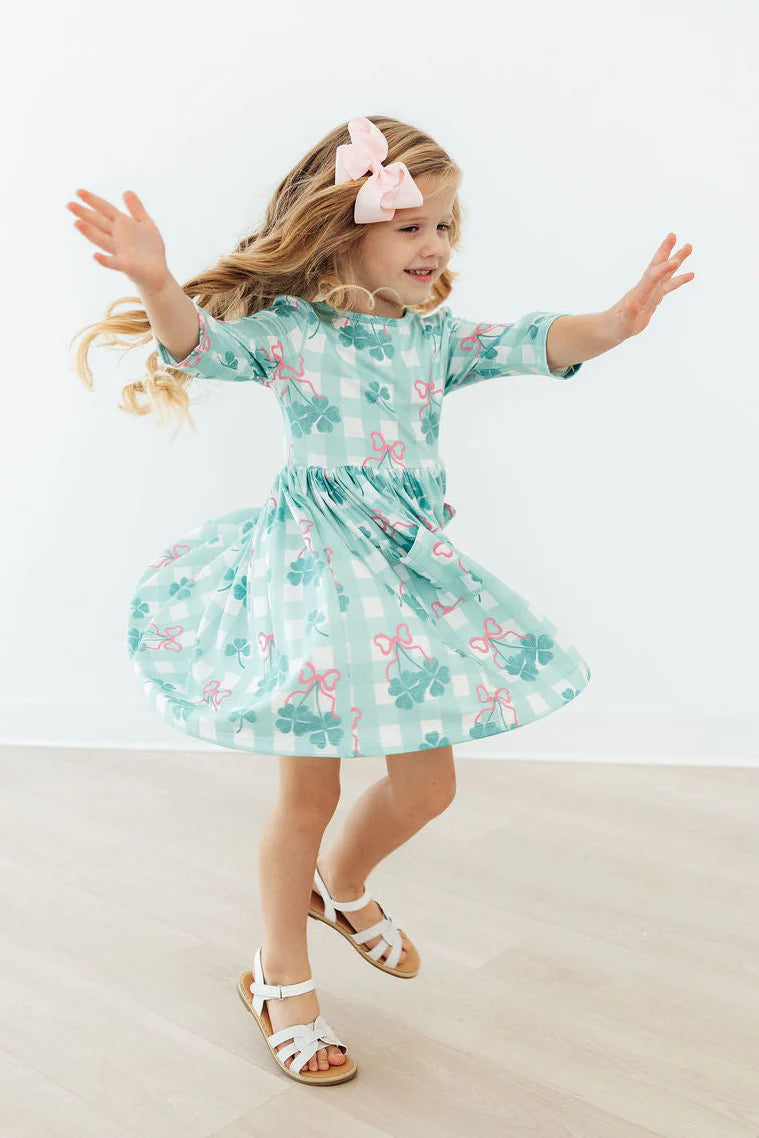 Shamrock Sweetheart 3/4 Sleeve Pocket Twirl Dress - Doodlebug's Children's Boutique