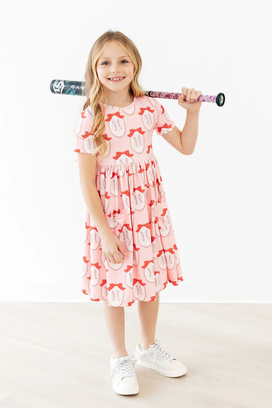 Pitcher Perfect Short Sleeve Pocket Twirl Dress - Doodlebug's Children's Boutique