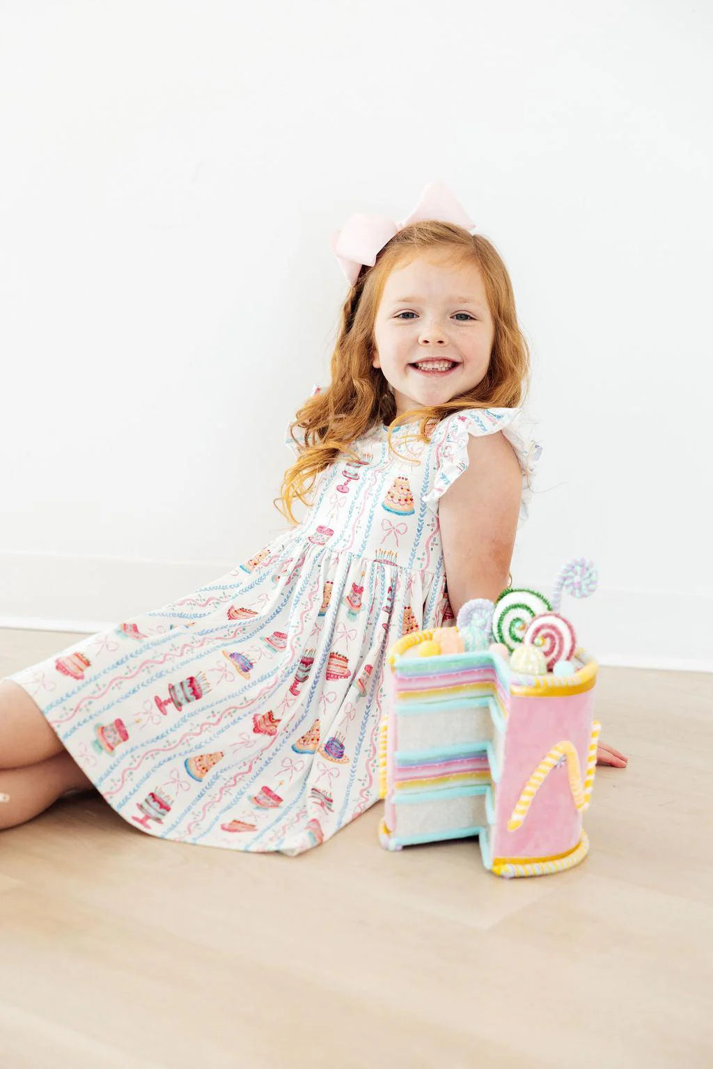 Birthday Cakes Flutter Sleeve Twirl Dress - Doodlebug's Children's Boutique