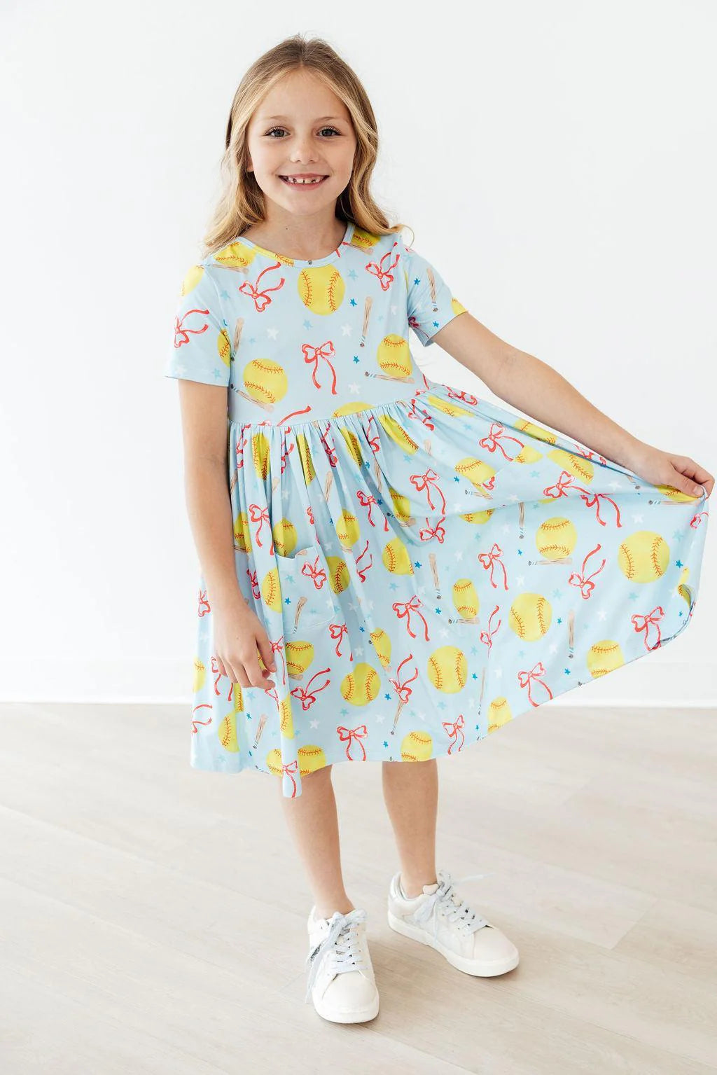 Softball Sweetie Short Sleeve Pocket Twirl Dress - Doodlebug's Children's Boutique