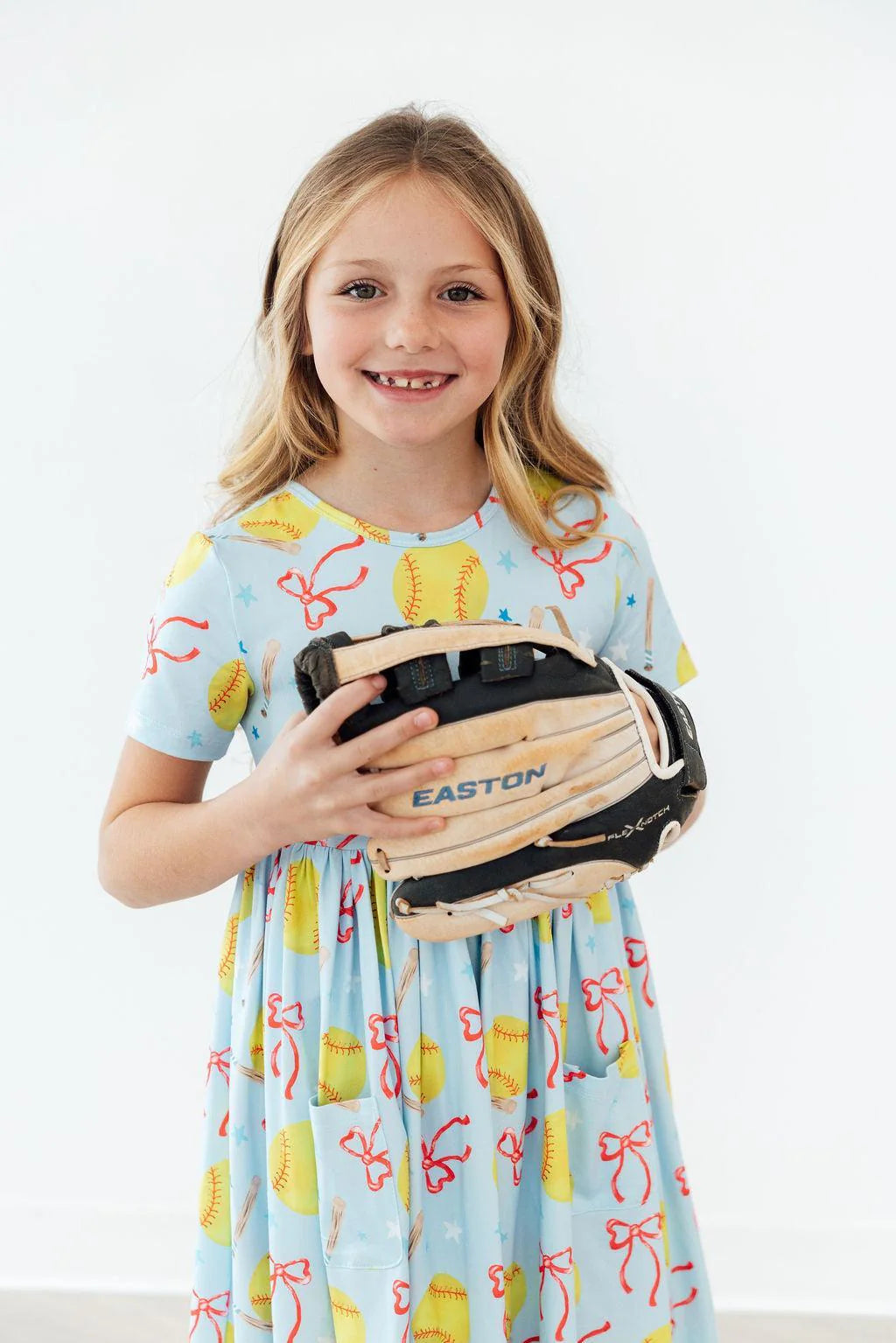 Softball Sweetie Short Sleeve Pocket Twirl Dress - Doodlebug's Children's Boutique