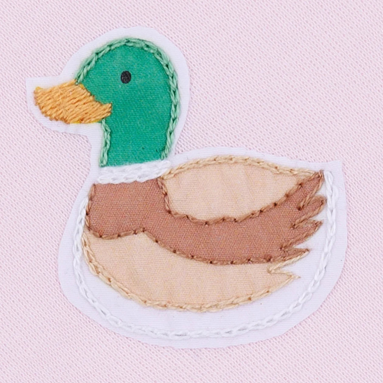 Mini Mallard Embroidered Ruffle Zip Footie in Pink - Doodlebug's Children's Boutique