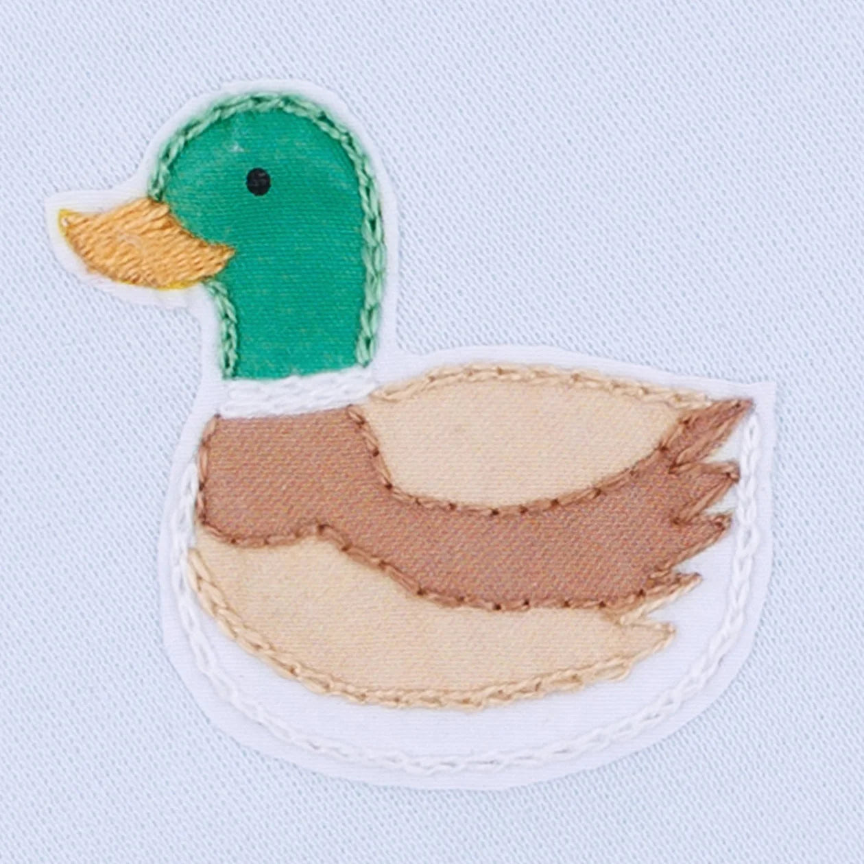Mini Mallard Embroidered Zip Footie in Blue - Doodlebug's Children's Boutique