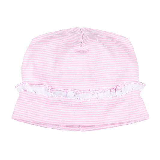 Pink Mini Stripes Ruffle Hat - Doodlebug's Children's Boutique