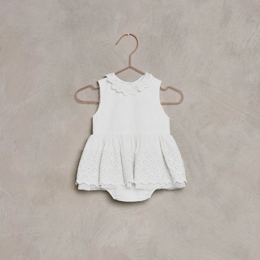 Georgia Romper Dress in White - Doodlebug's Children's Boutique