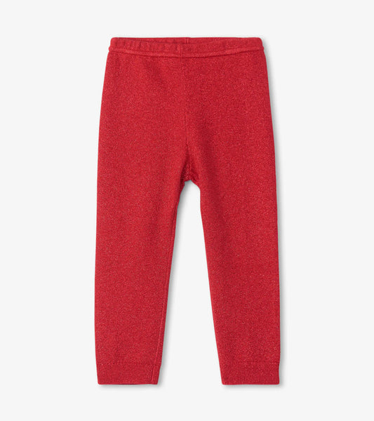 Red Shimmer Knit Leggings  - Doodlebug's Children's Boutique