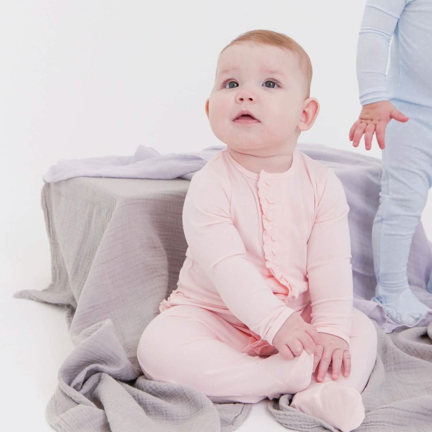 Pin Dot Pink Modal Magnetic Ruffle Footie - Doodlebug's Children's Boutique