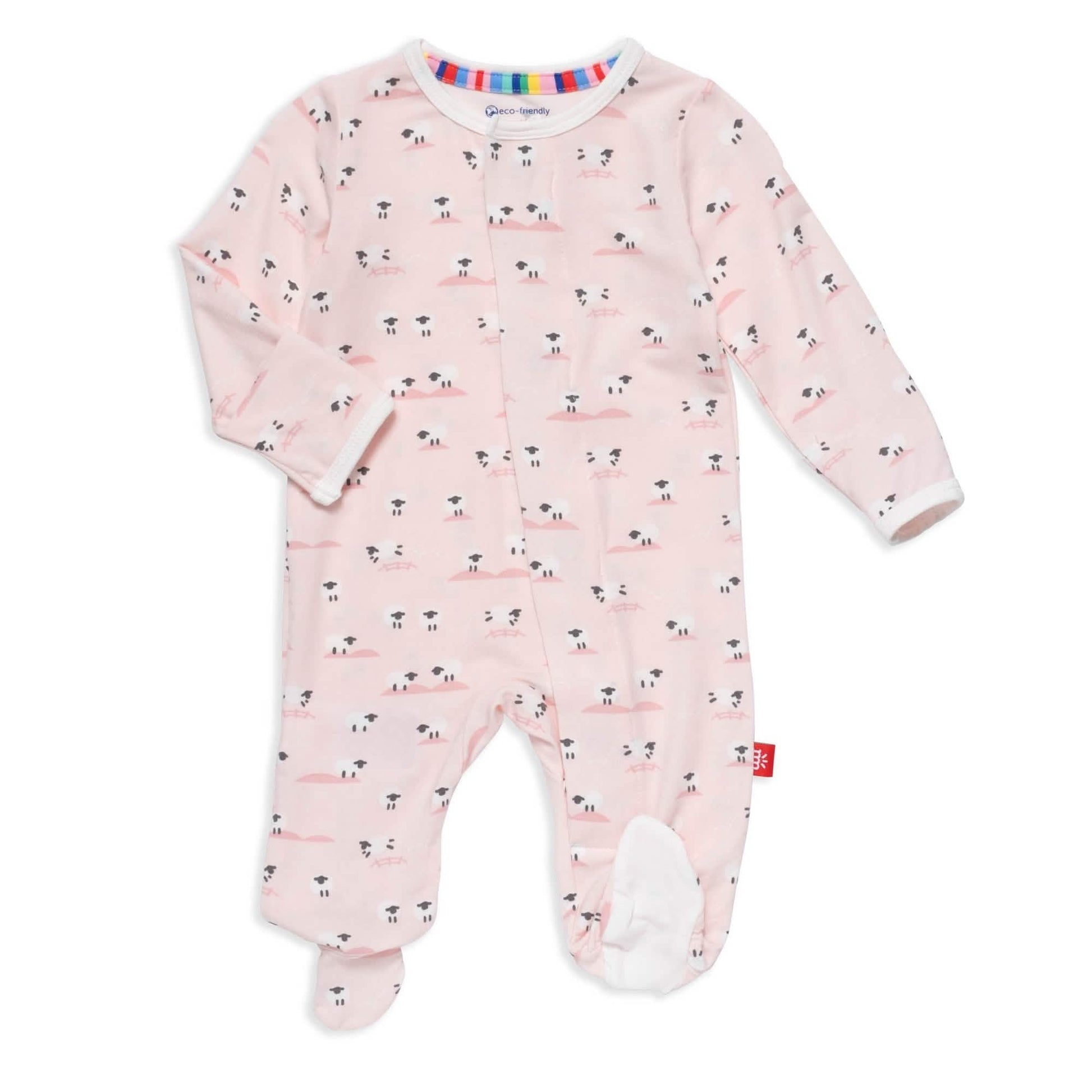 Baa Baa Baby Pink Modal Magnetic Footie - Doodlebug's Children's Boutique