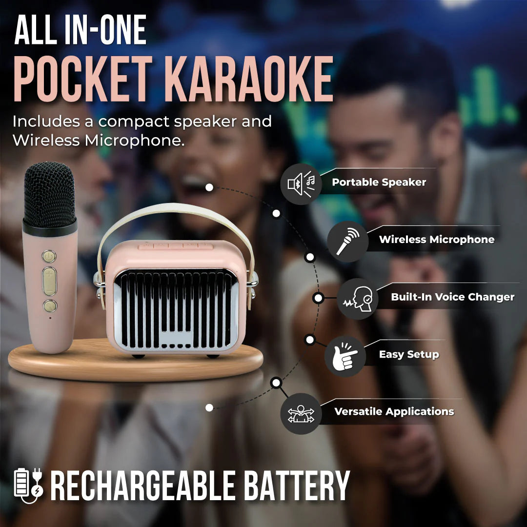 Pink Pocket Karaoke Microphone & Speaker Combo - Doodlebug's Children's Boutique
