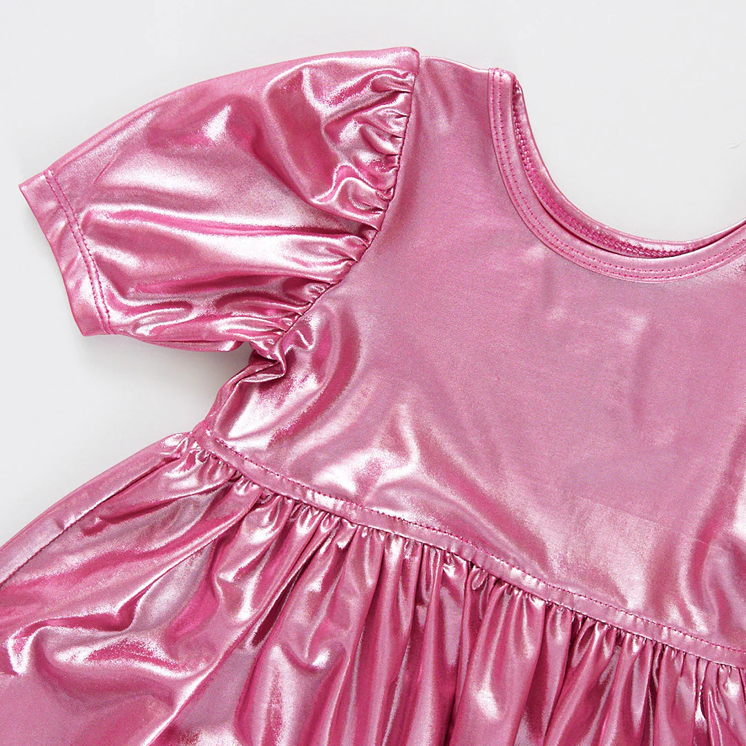 Lame' Laurie Dress in Pink  - Doodlebug's Children's Boutique