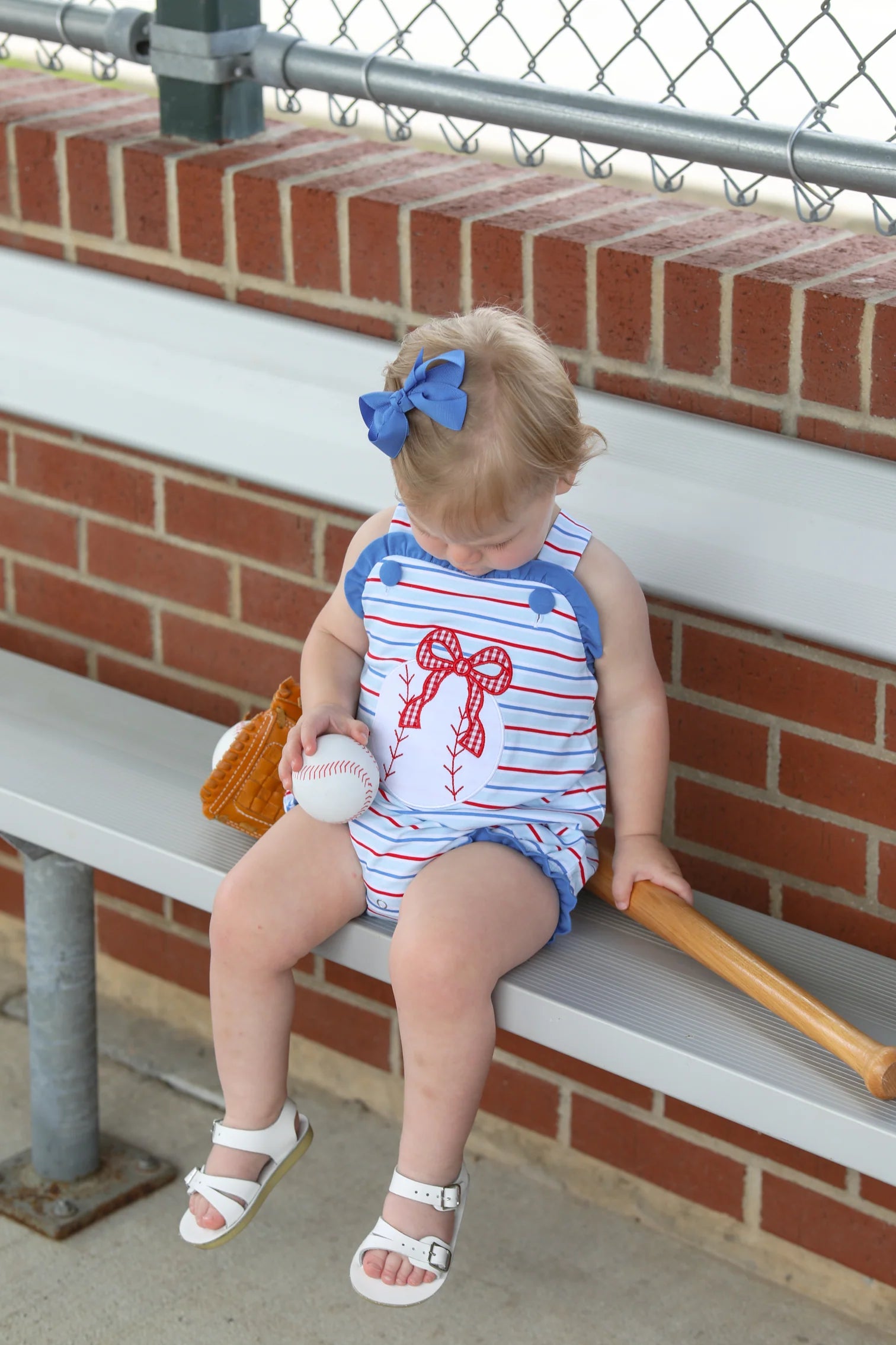 Play Ball Ruffle Sunsuit - Doodlebug's Children's Boutique