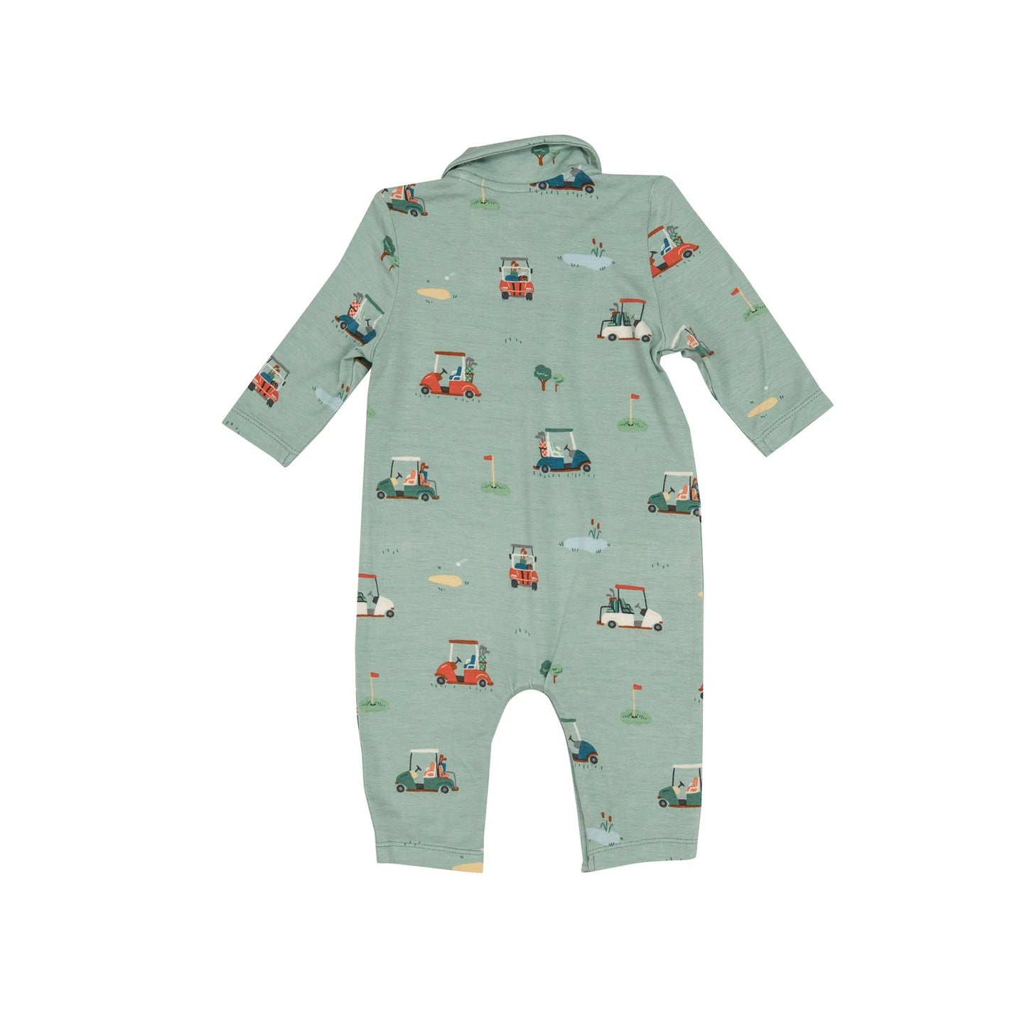 Polo Romper in Golf Carts  - Doodlebug's Children's Boutique