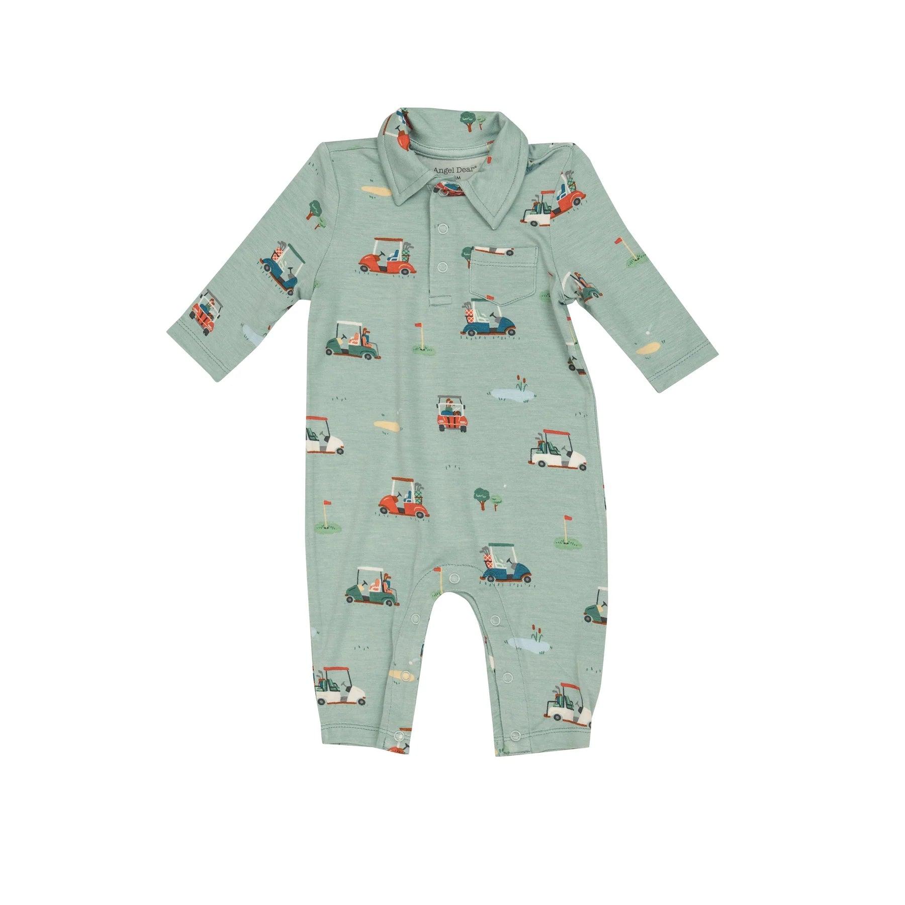 Polo Romper in Golf Carts  - Doodlebug's Children's Boutique