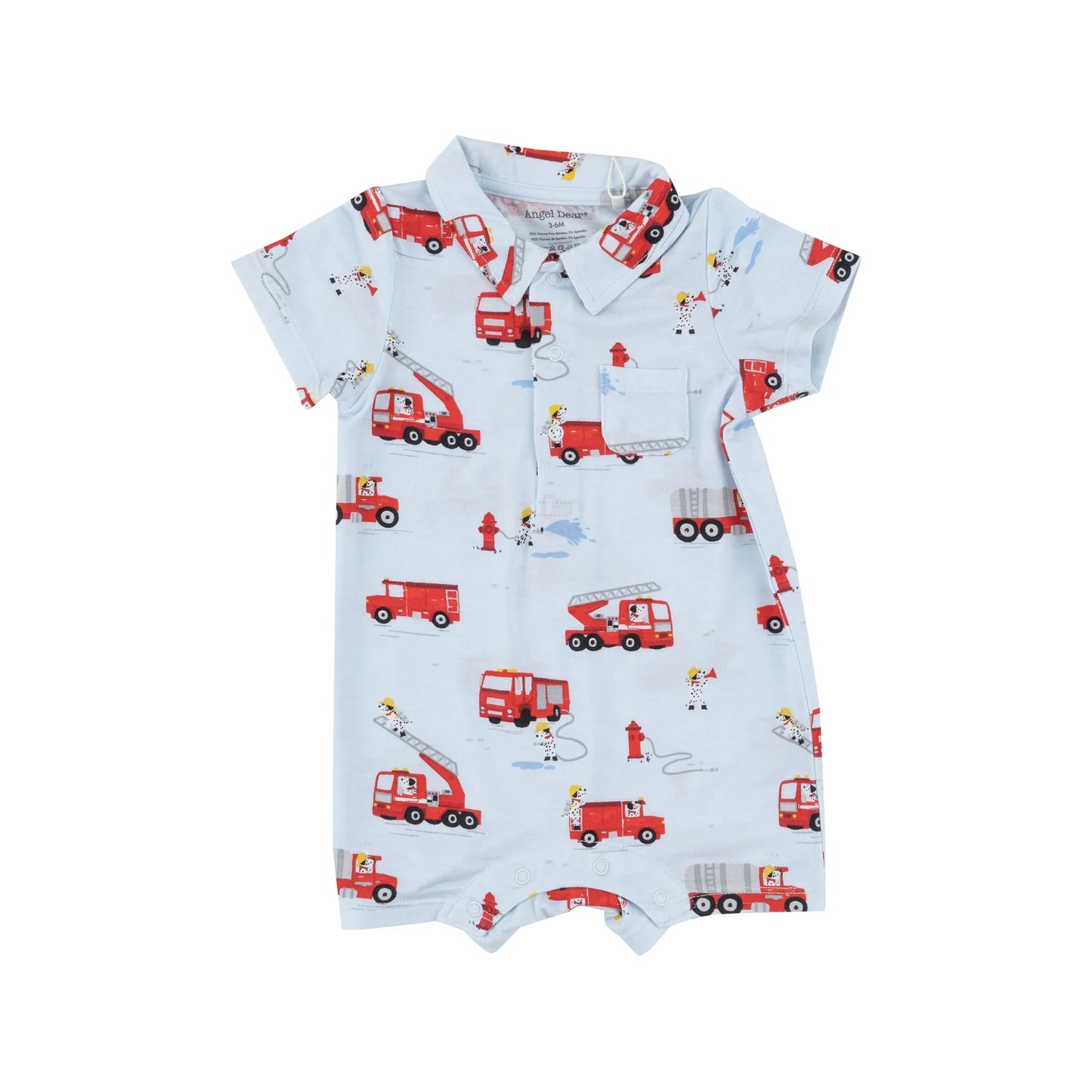 Polo Shortie in Firetruck Dalmations  - Doodlebug's Children's Boutique