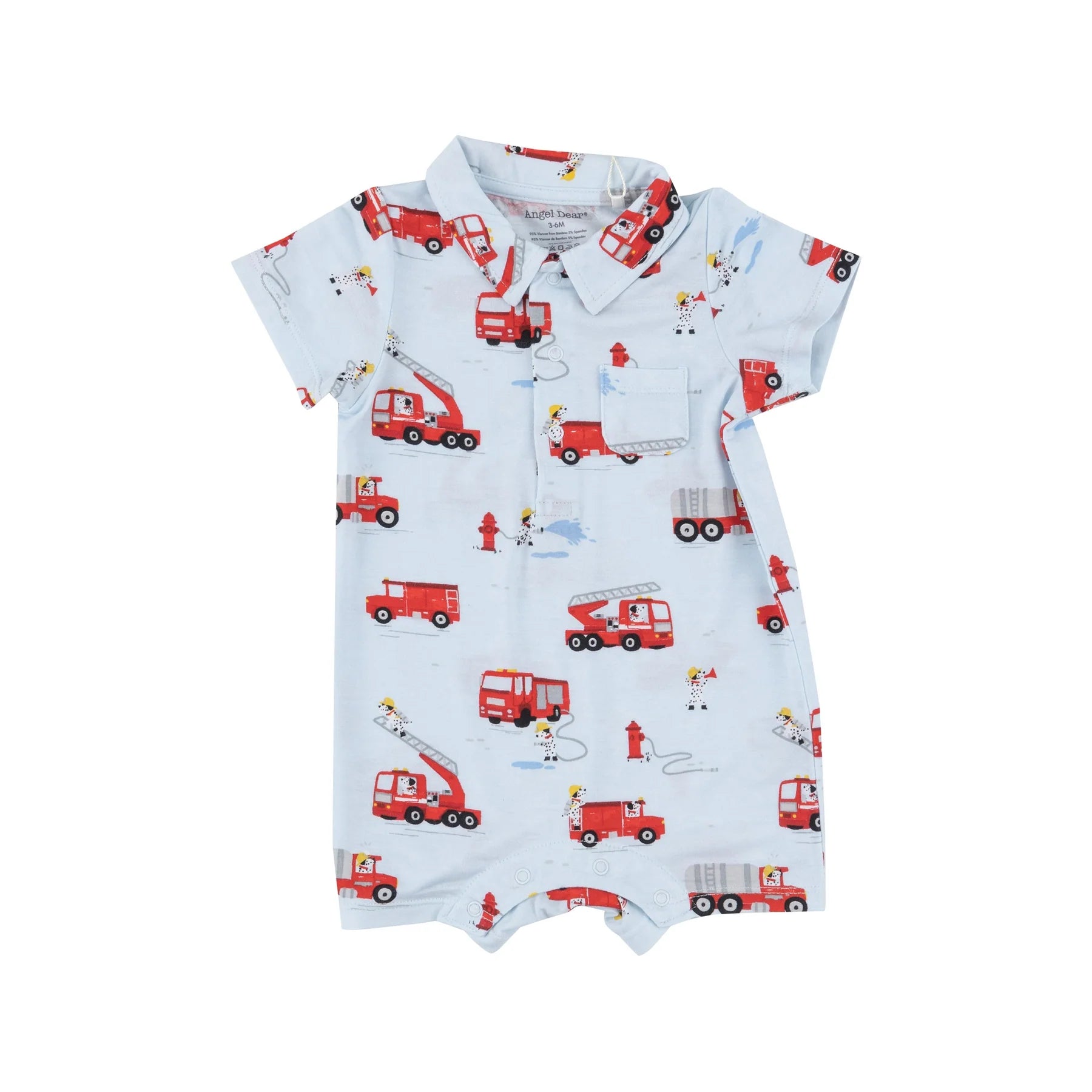 Polo Shortie in Firetruck Dalmations  - Doodlebug's Children's Boutique