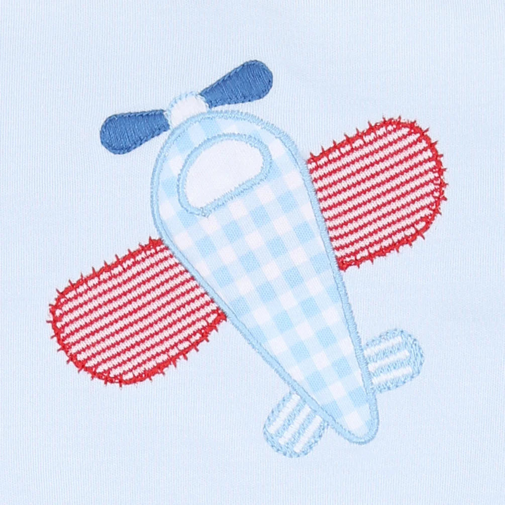 Propeller Pals Applique Zip Pajama  - Doodlebug's Children's Boutique