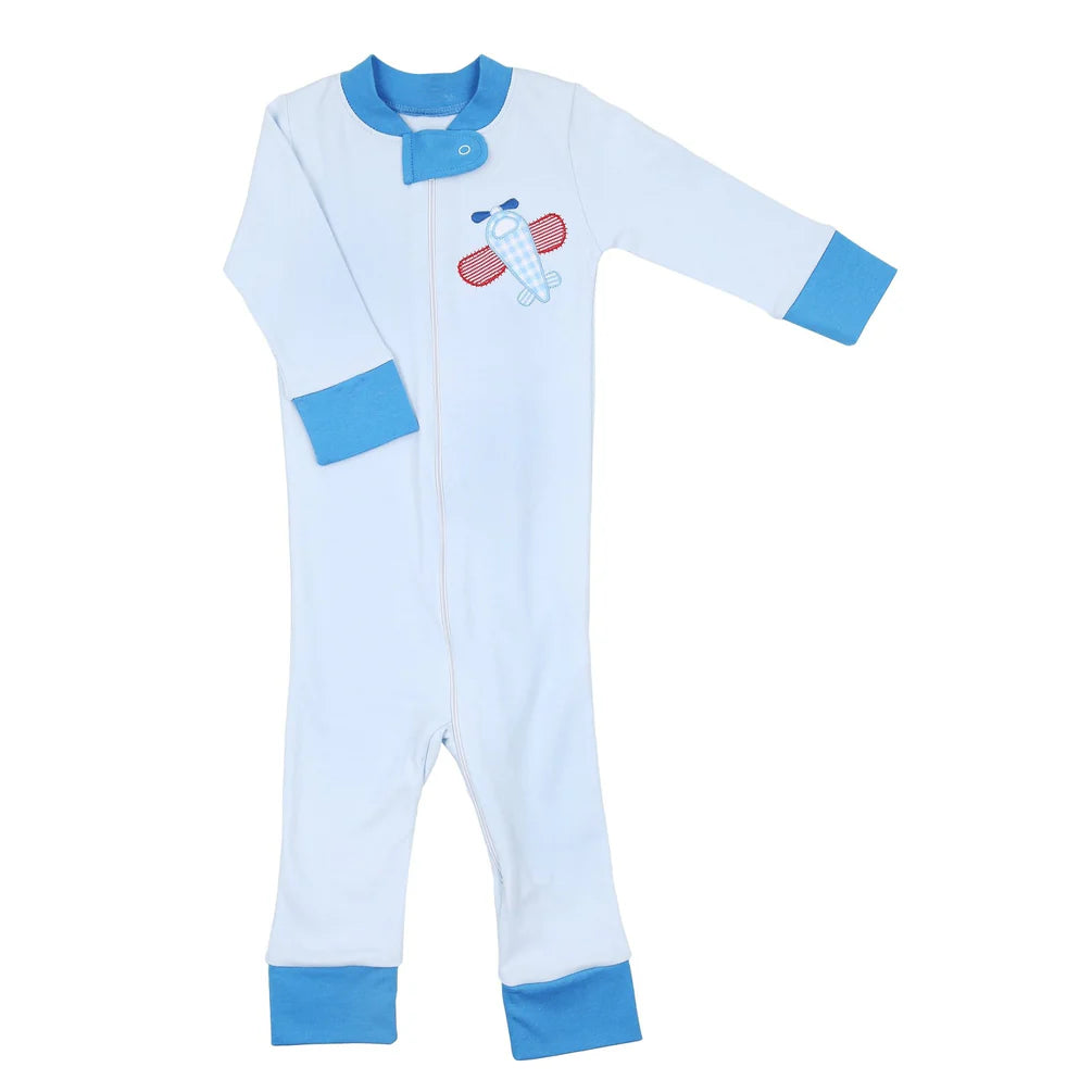 Propeller Pals Applique Zip Pajama  - Doodlebug's Children's Boutique