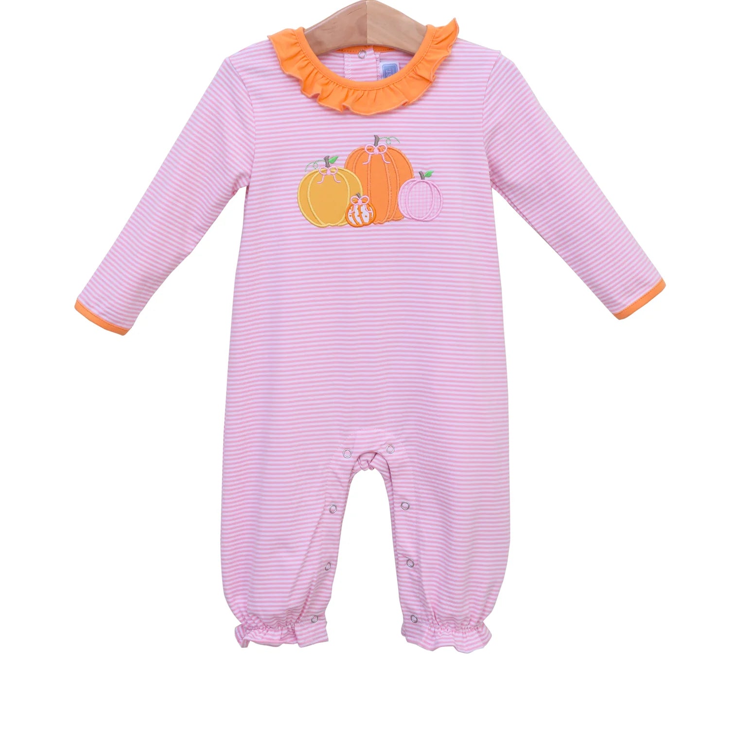 Pumpkin Patch Ruffle Romper  - Doodlebug's Children's Boutique