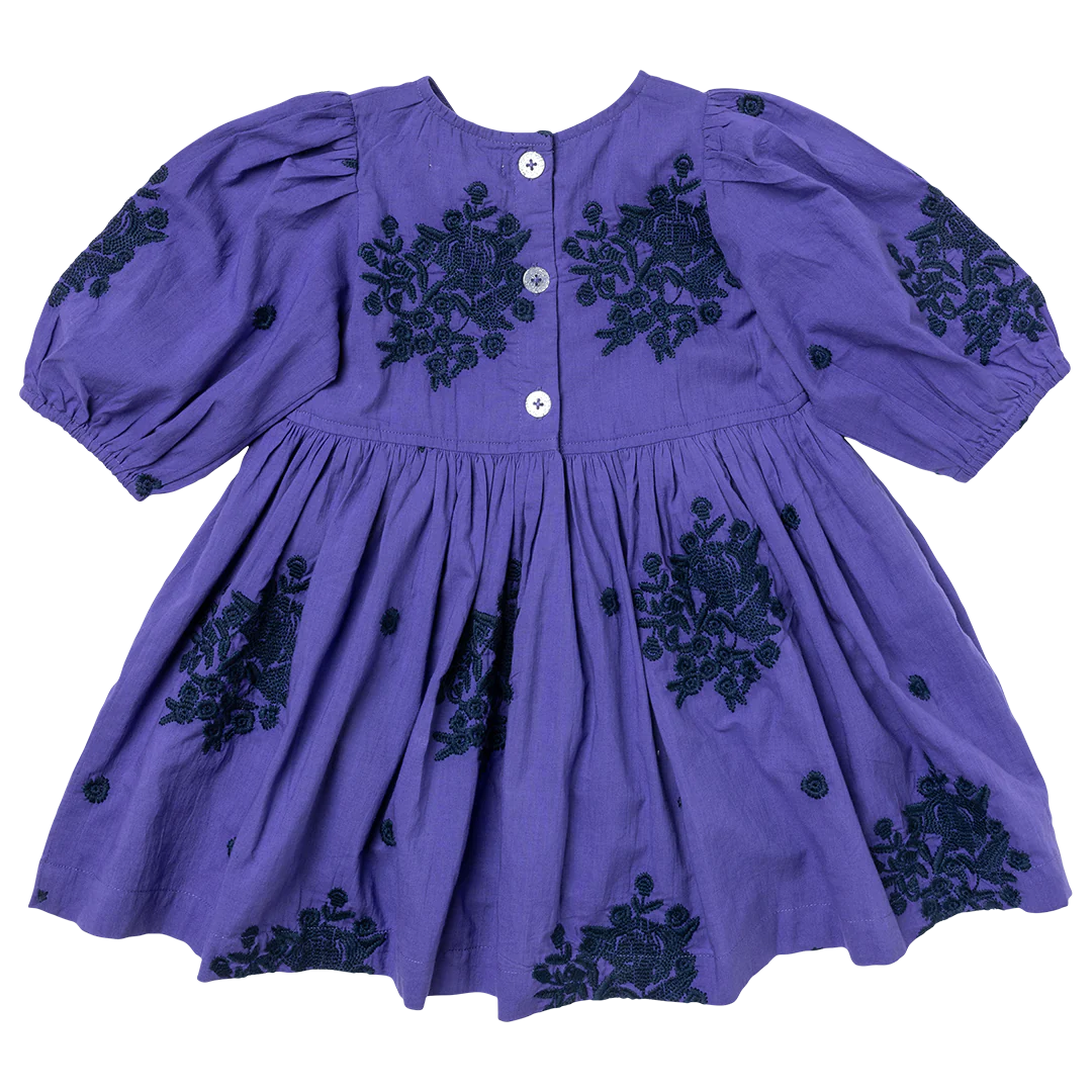 Brooke Dress in Royal Purple Embroidery  - Doodlebug's Children's Boutique