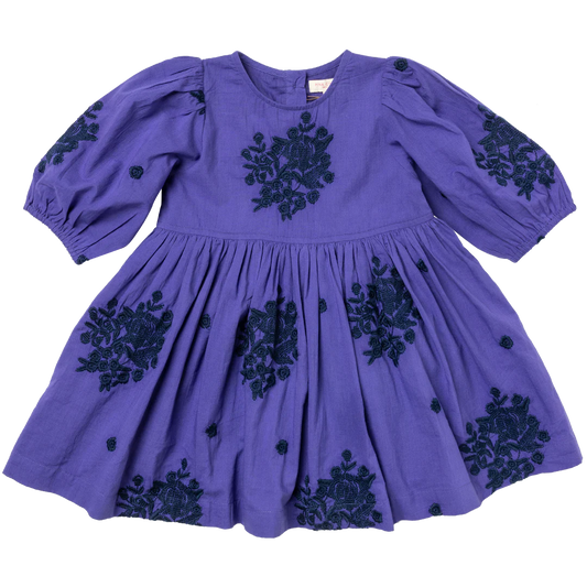 Brooke Dress in Royal Purple Embroidery  - Doodlebug's Children's Boutique