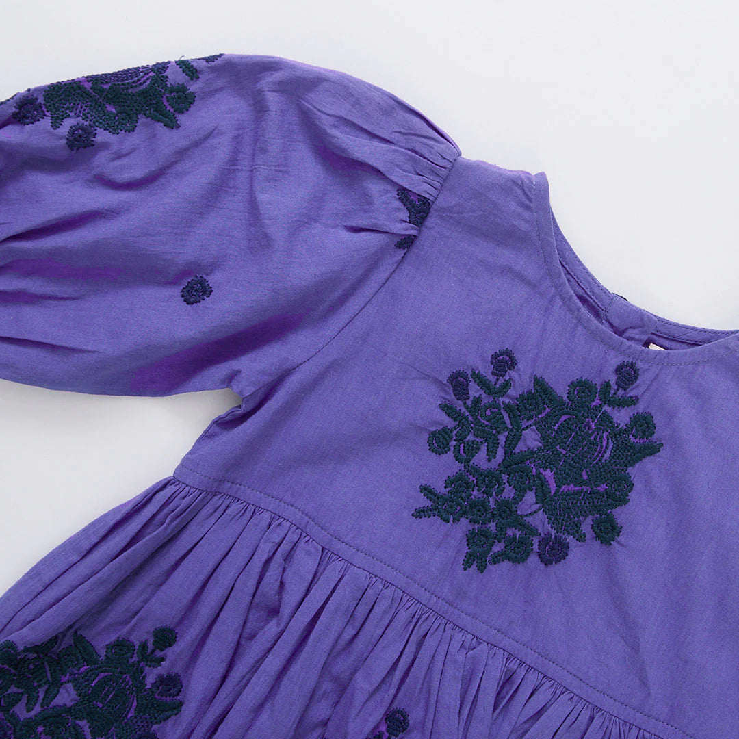 Brooke Dress in Royal Purple Embroidery  - Doodlebug's Children's Boutique