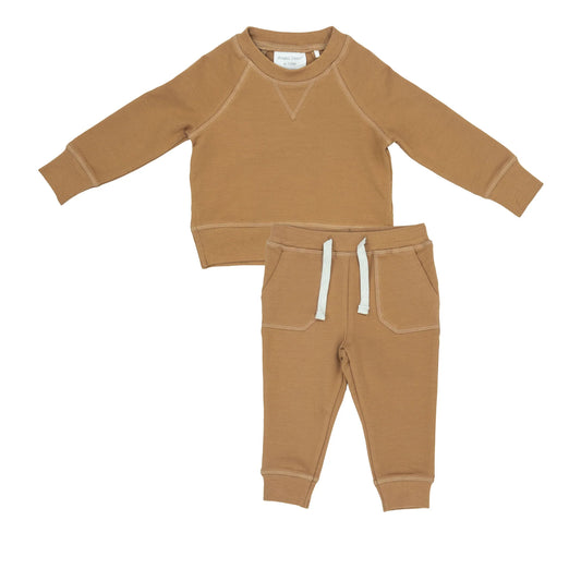 Raglan Sweatshirt Set in Pale Gold  - Doodlebug's Children's Boutique