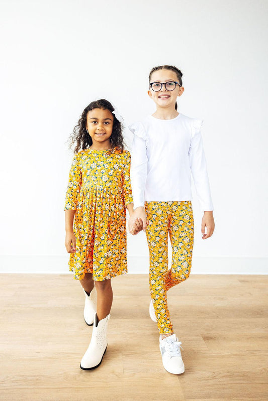 Fall Floral 3/4 Sleeve Pocket Twirl Dress - Doodlebug's Children's Boutique