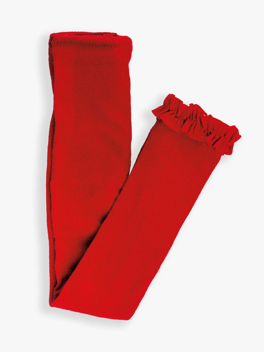 Footless Ruffle Tights in Red  - Doodlebug's Children's Boutique