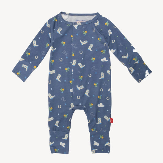 Rodeo Drive Blue Modal Magnetic Coverall  - Doodlebug's Children's Boutique