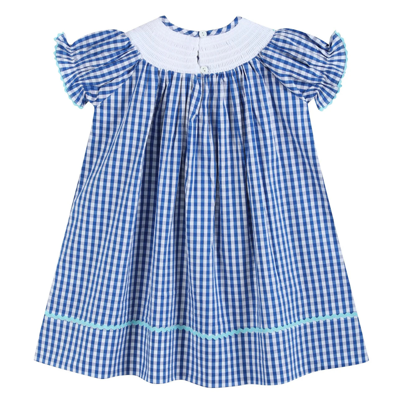 Royal Blue Gingham School Smocked Bishop Dress - Doodlebug's Children's Boutique