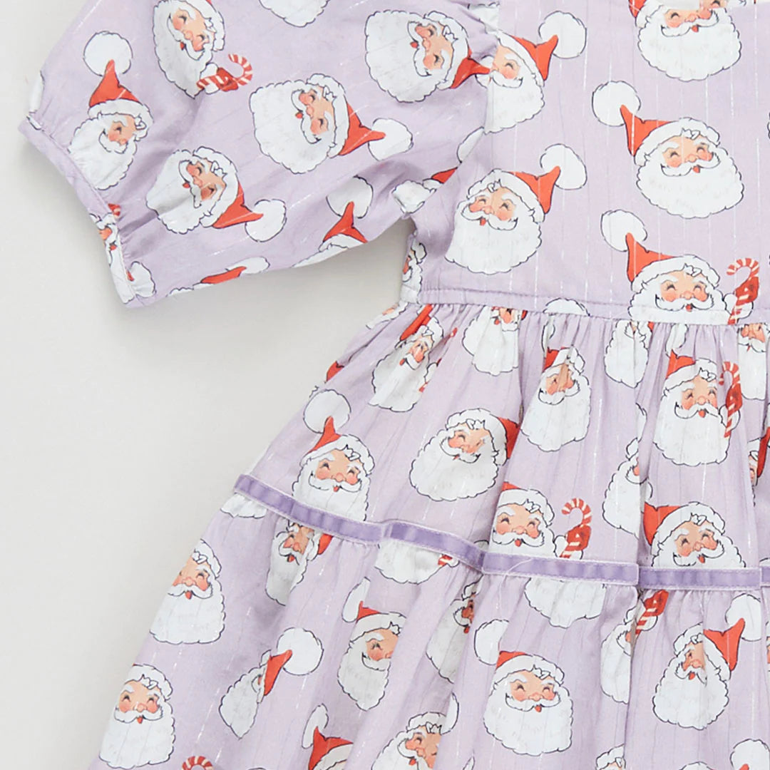 Maribelle Dress in Lavender Santas  - Doodlebug's Children's Boutique