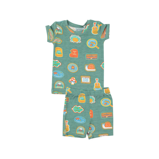 Loungewear Short Set in Camp Patches  - Doodlebug's Children's Boutique