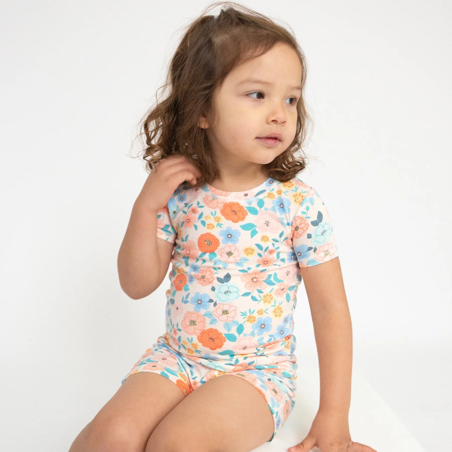 Loungewear Short Set in Flower Cart  - Doodlebug's Children's Boutique