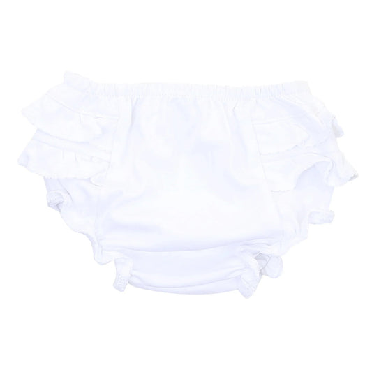White Essentials Diaper Cover with Ruffles