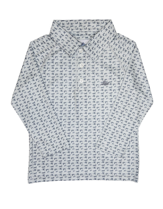Duck Hunting Long Sleeve Performance Polo - Doodlebug's Children's Boutique
