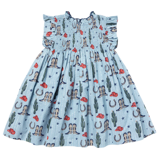 Stevie Dress in Tiny Rodeo  - Doodlebug's Children's Boutique