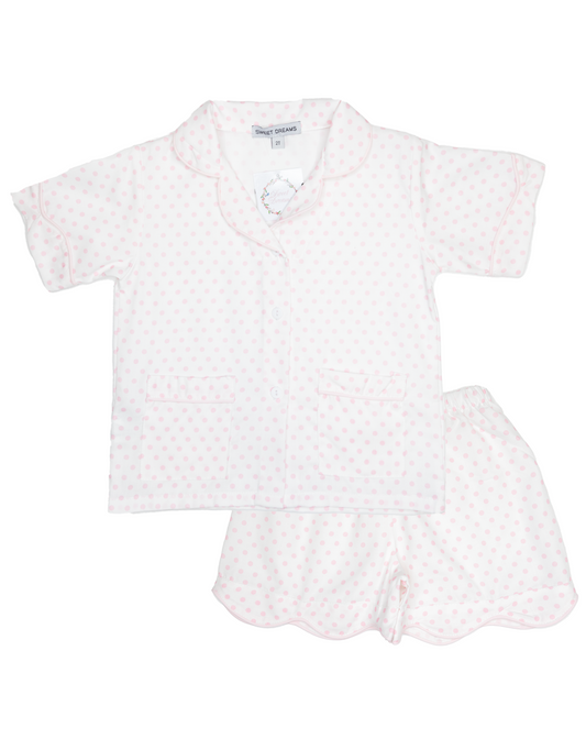 Pink Polka Dot Pajama Set  - Doodlebug's Children's Boutique