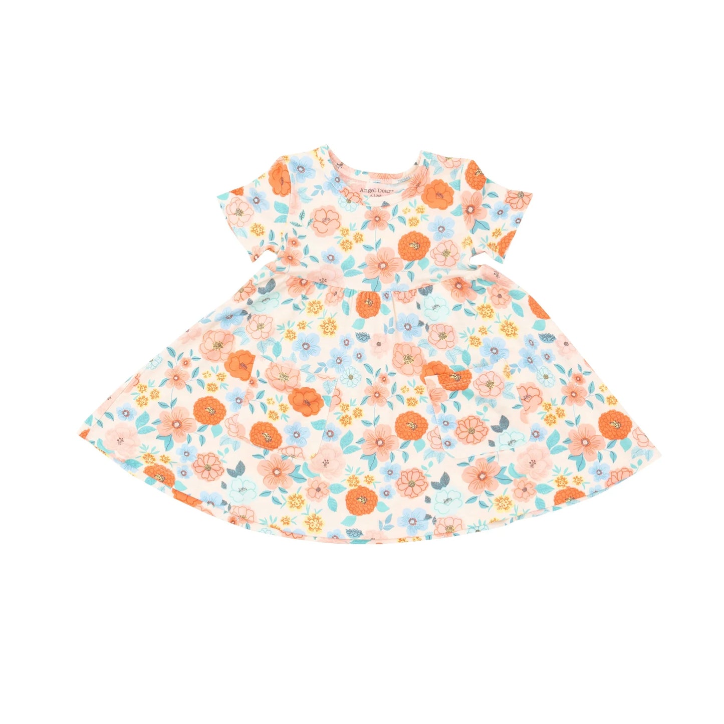 Twirly Short Sleeve Dress in Flower Cart  - Doodlebug's Children's Boutique