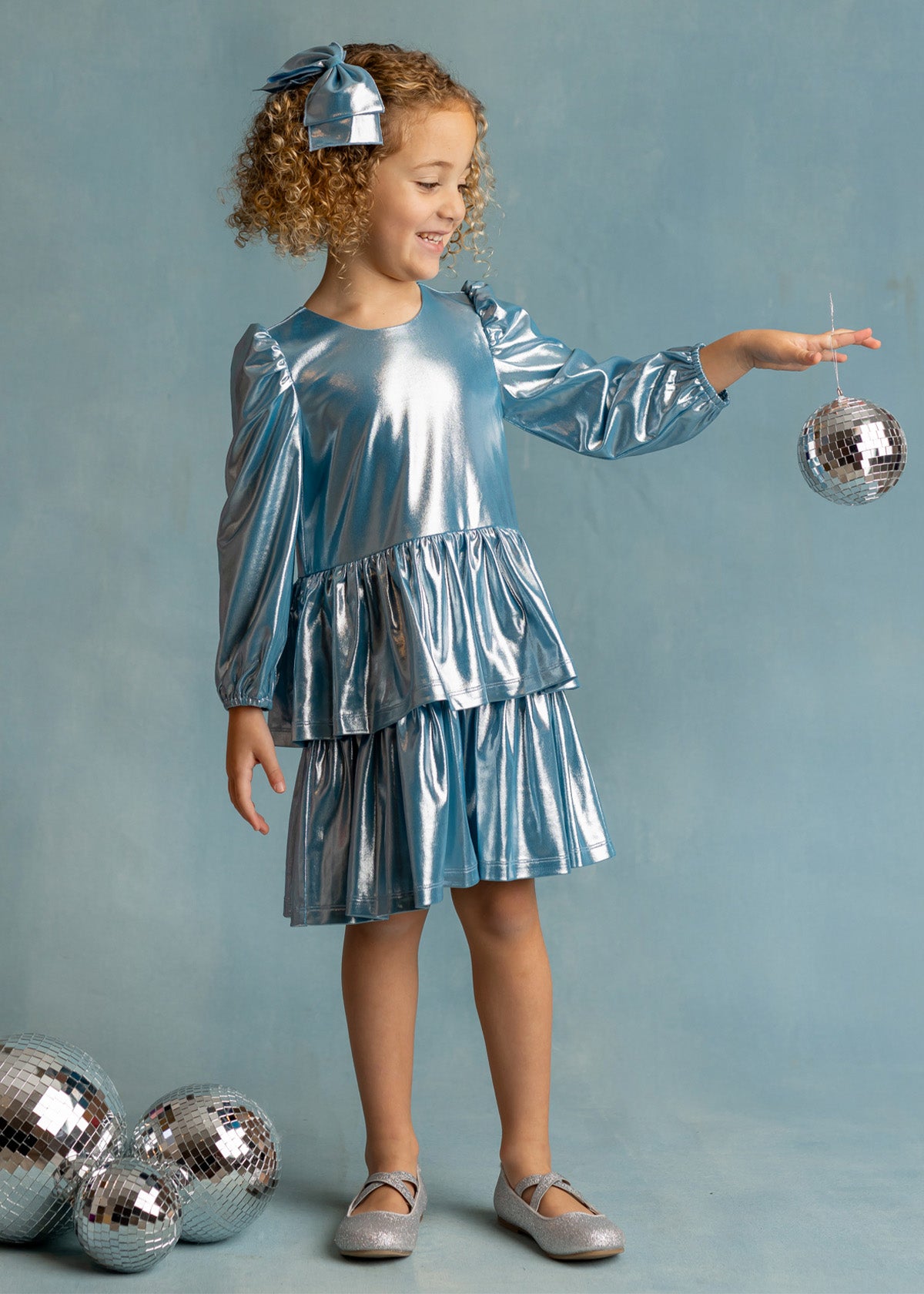 Blue Stardust Dress - Doodlebug's Children's Boutique