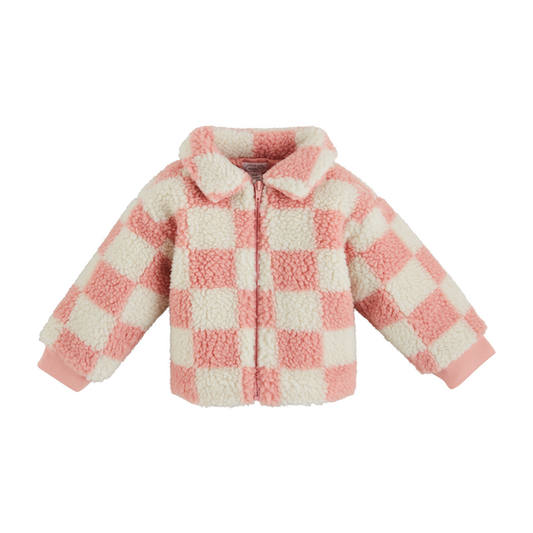 Pink Check Sherpa Jacket  - Doodlebug's Children's Boutique