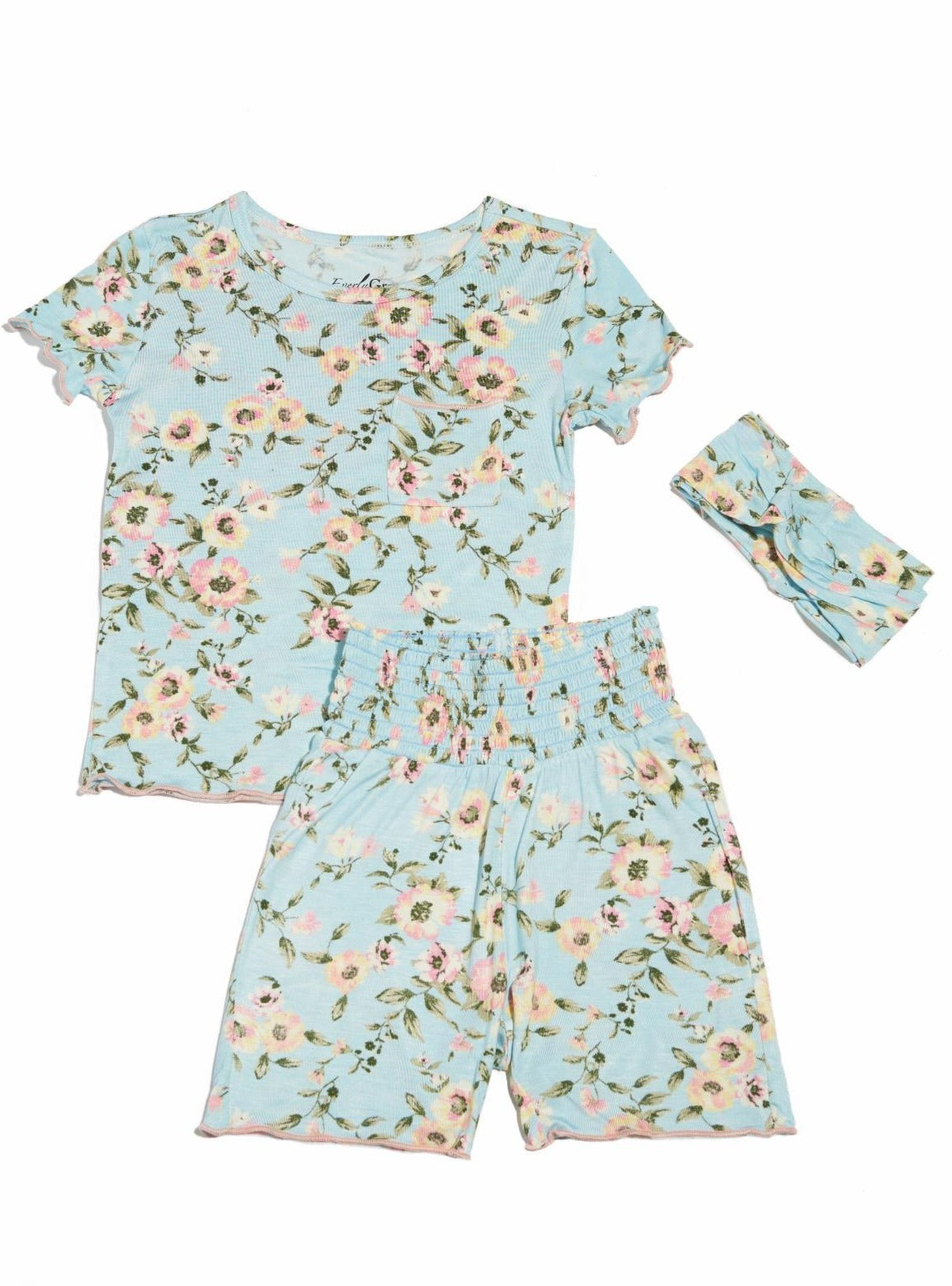 Bella Three Piece Pajamas in Cloud Blue  - Doodlebug's Children's Boutique
