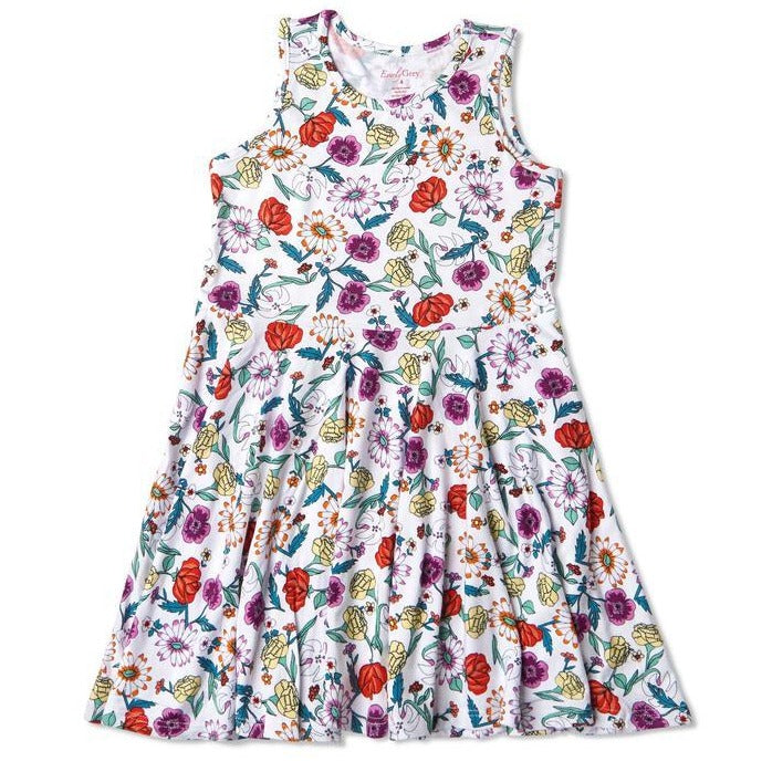 Lucia Twirly Dress in Zinnia  - Doodlebug's Children's Boutique